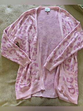 Hayden Pink Leopard Print Open-Front Cardigan
